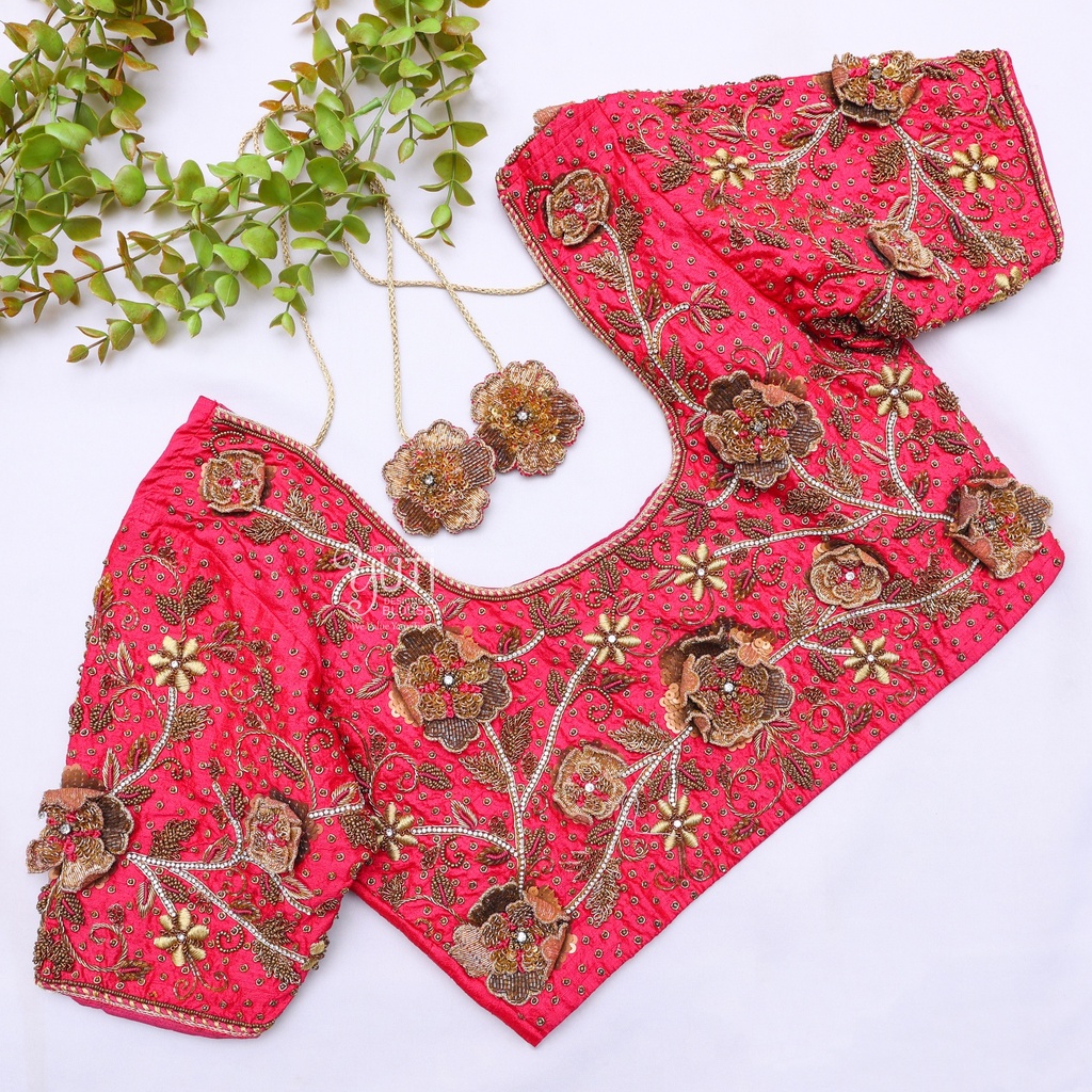 Pink Bridal Blouses |SIZE 36 (adjustable up to 32 - 38) Stitching