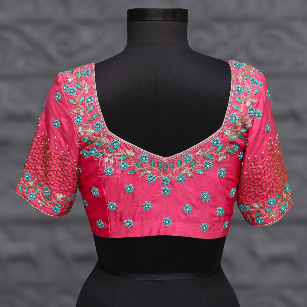Pink Bride  Aari Work Blouse Designs| SIZE 32(adjustable up to 28- 34) Stitching
