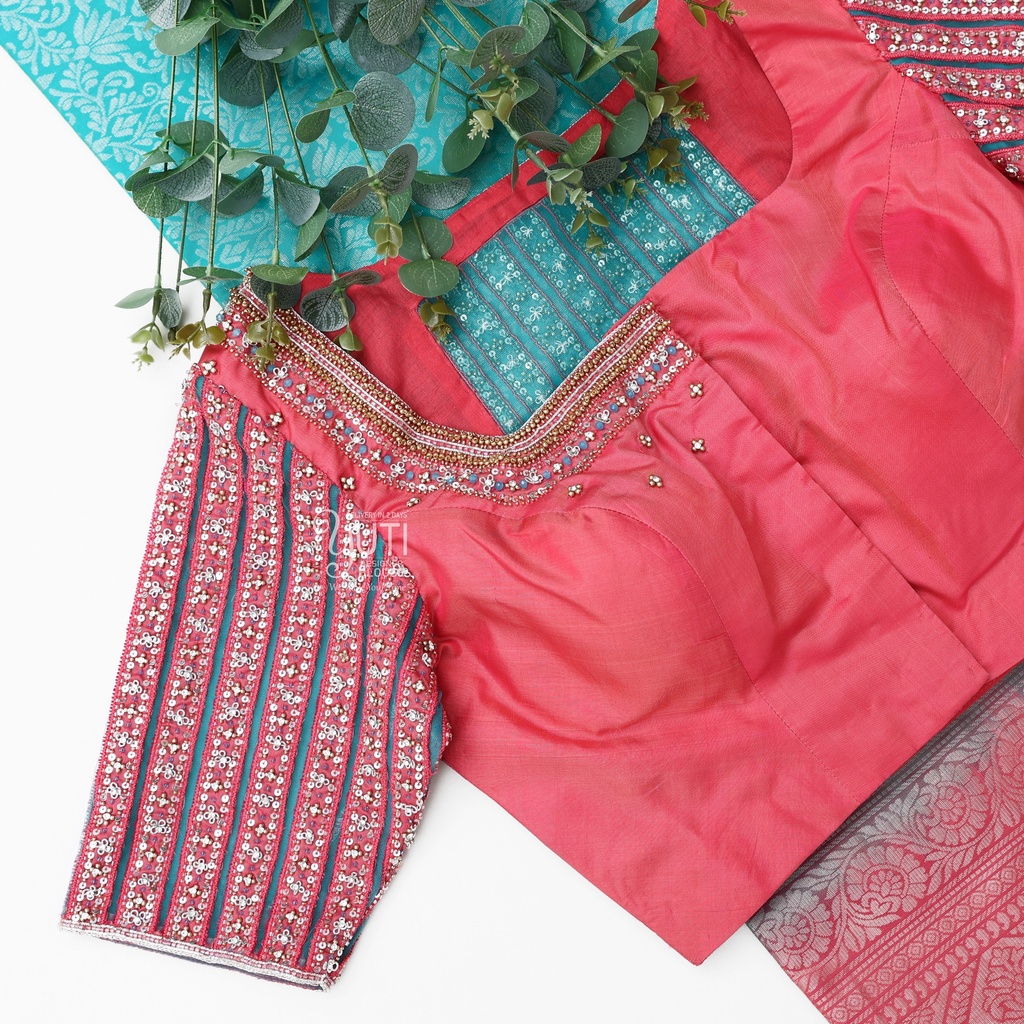 Pink Line cutwork design Stitching