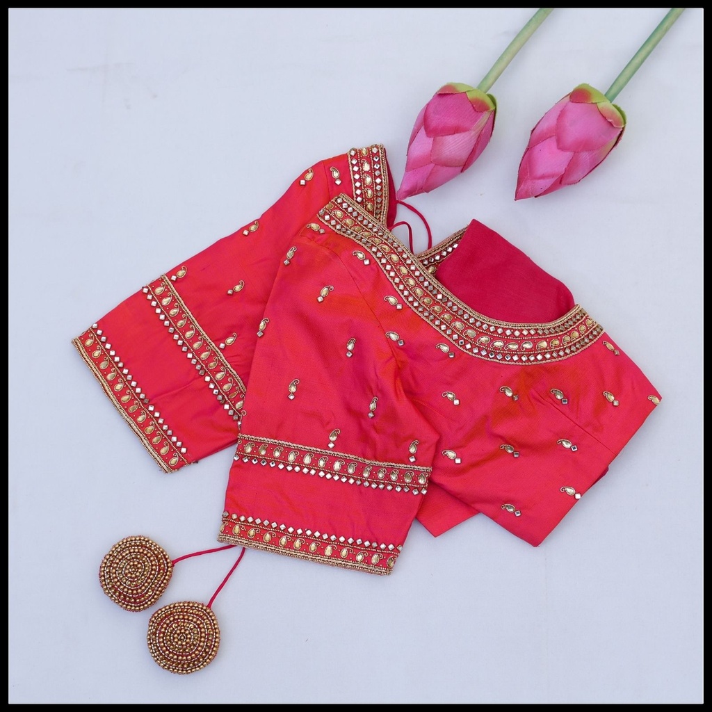 Pink Mango Motifs Design Stitching