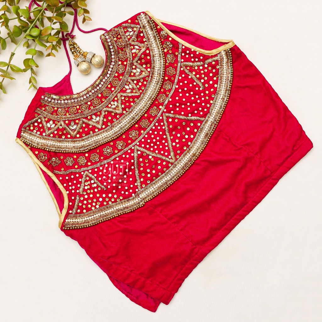 Pink Pattern Aari Work Bridal Blouse Design | SIZE 32 (adjustable up to 28 - 30) Stitching