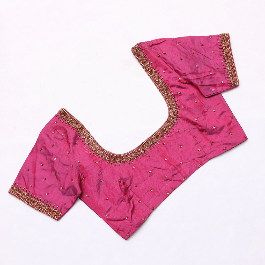 Pink Pattern Aari Work Bridal Blouse Design | SIZE 38 (adjustable up to 34 - 40) Stitching