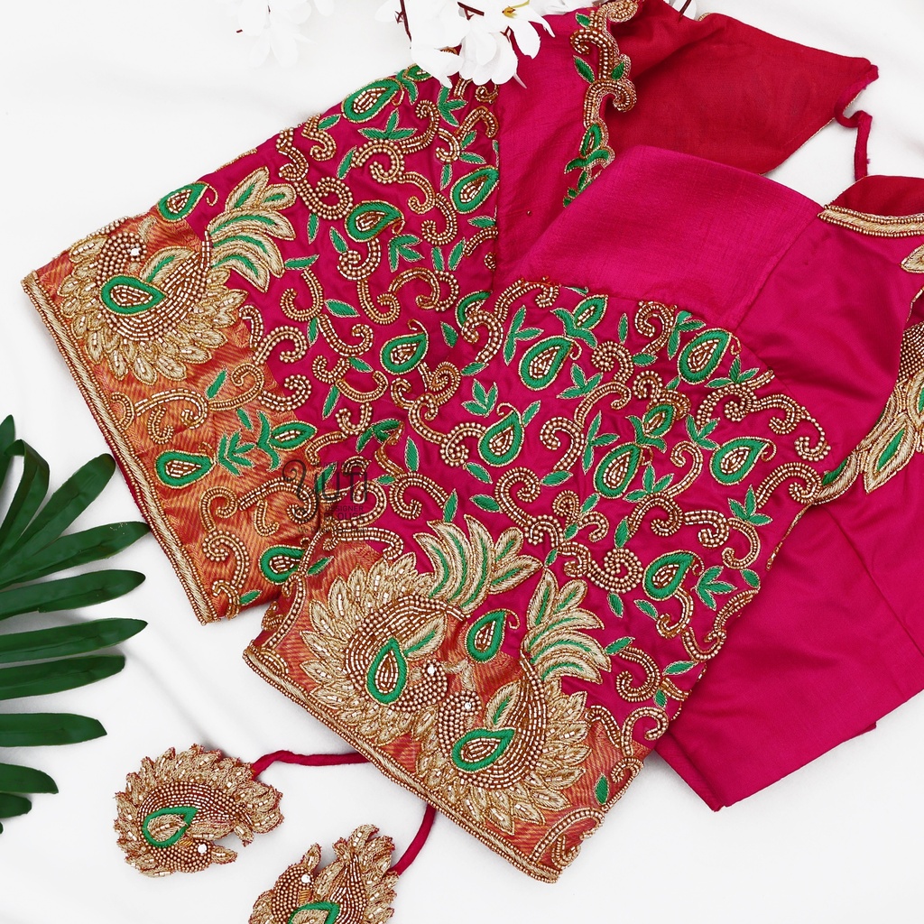 Pink Peacock Bridal blouse Stitching