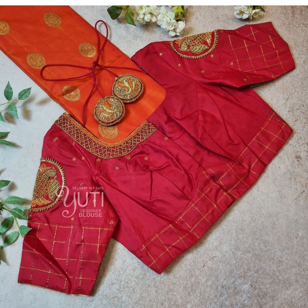 Pink Peacock Motifs Design Stitching