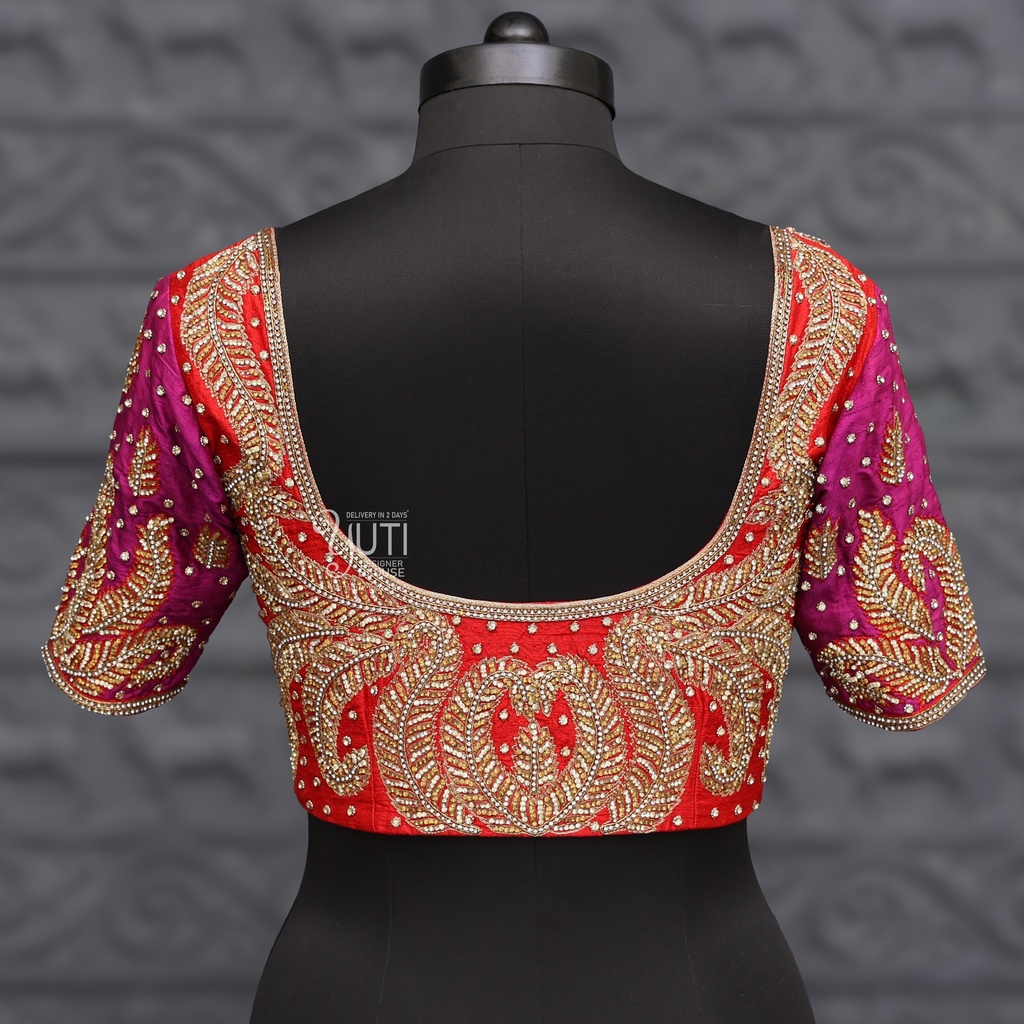 Pink and Orange combination aari work blouse || SIZE 34(adjustable up to 30- 36) Stitching