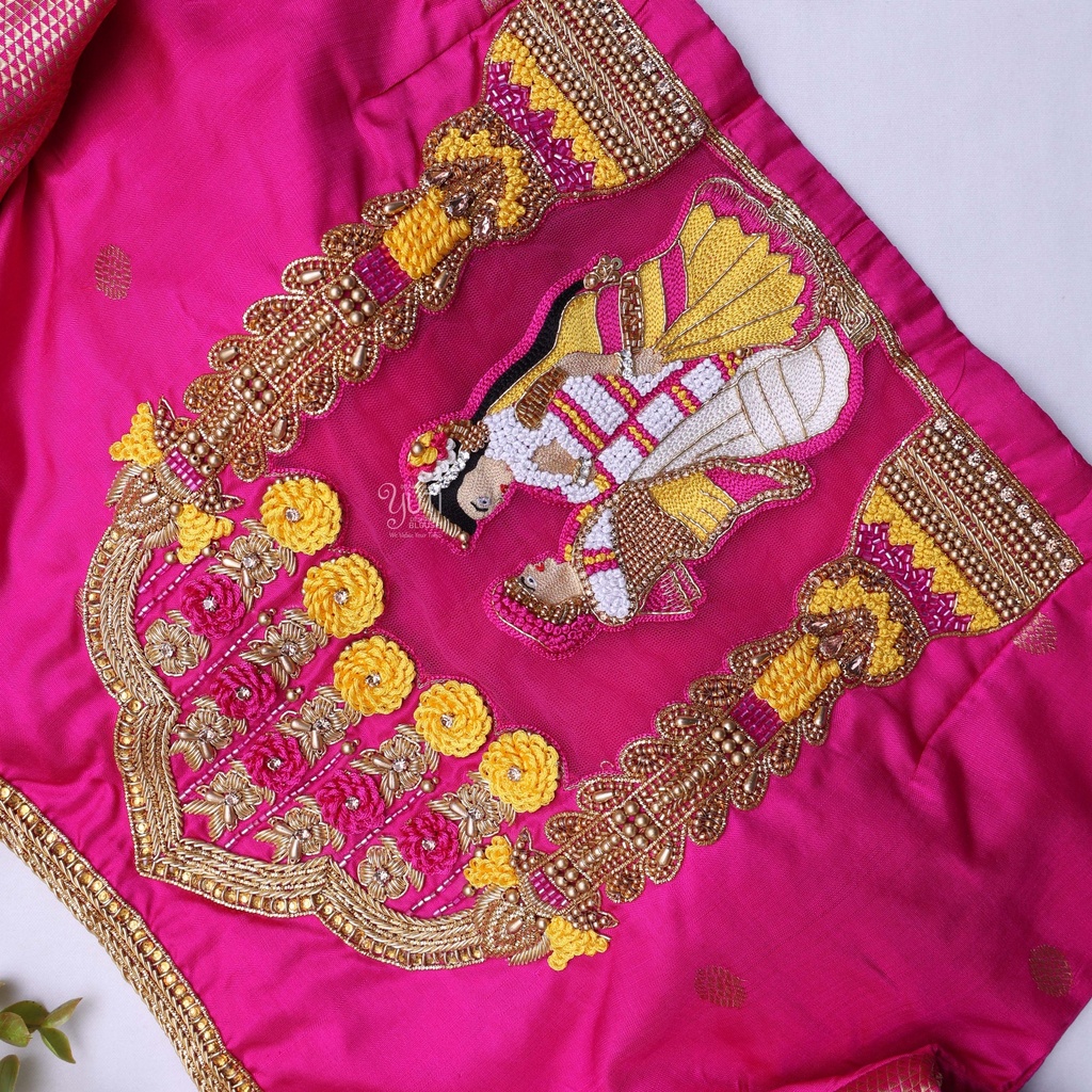 Pink hand embroidery bridal blouse Stitching