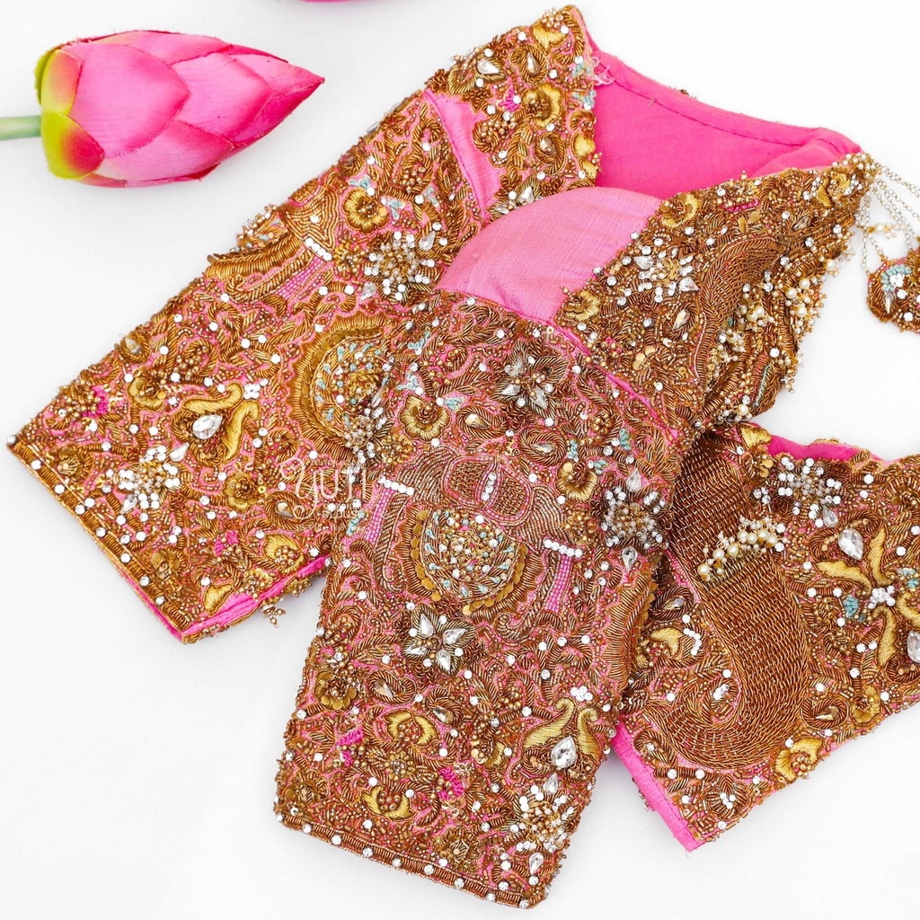 Pink heavy elephant bridal blouse Stitching