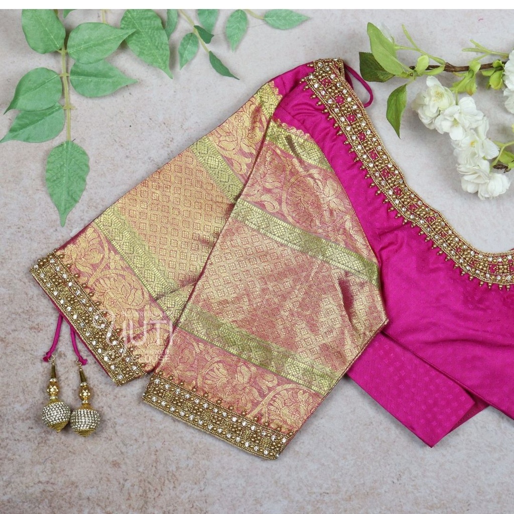 Pink simple border Design Stitching