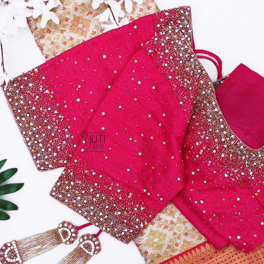 Pink stardust bridal blouse Stitching