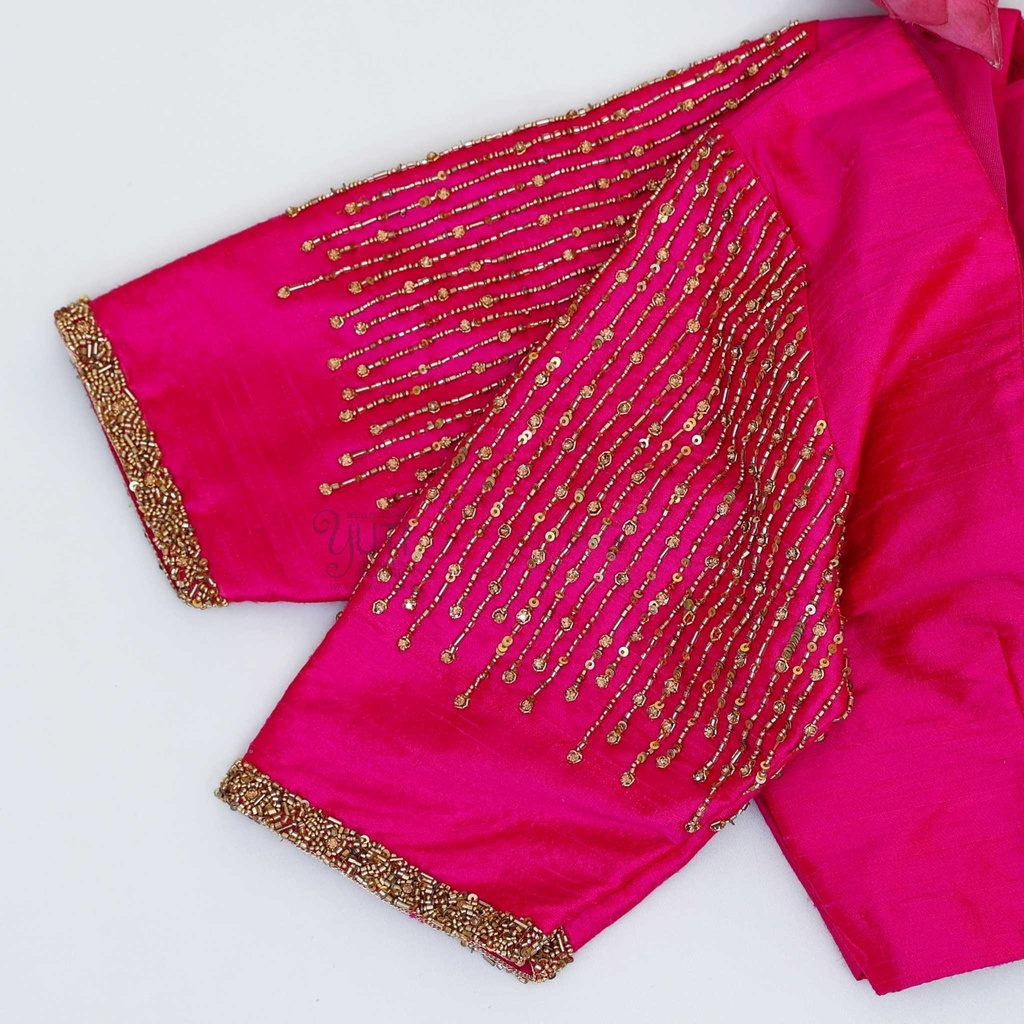 Pink vertical line bridal blouse Stitching