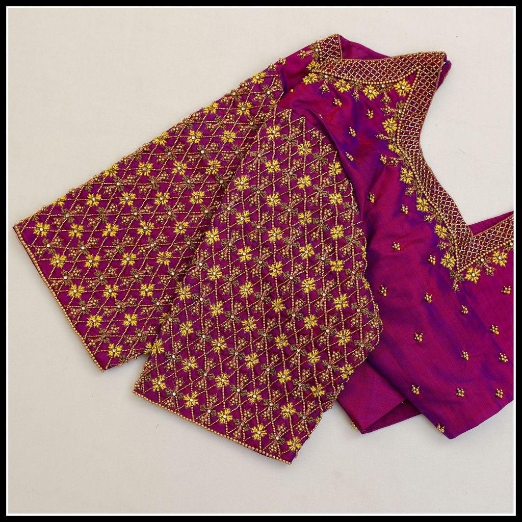 Purple Checked Design Stitching