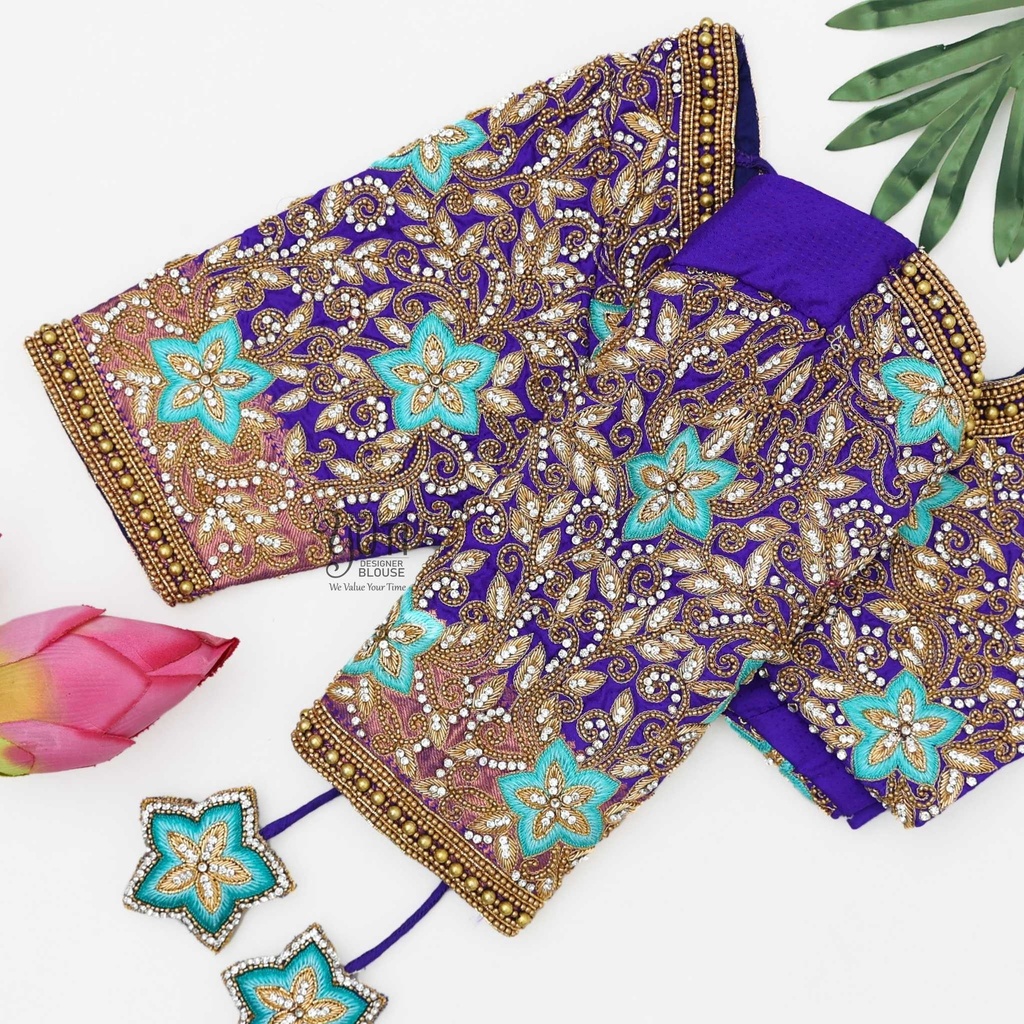 Purple floral bridal blouse Stitching