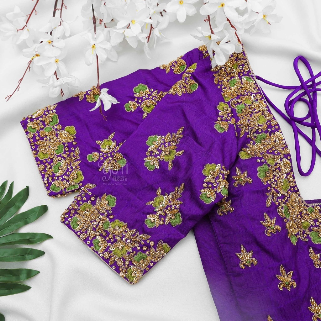 Purple floral motif pattern Stitching