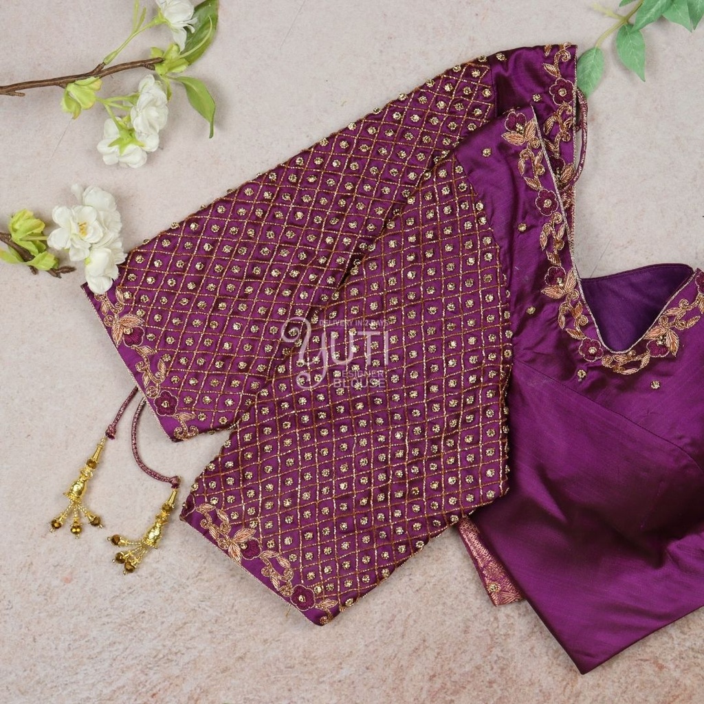 Purple mini diamond checks Design Stitching