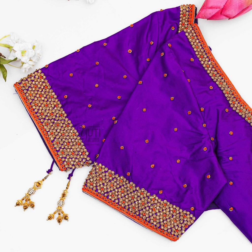 Purple zaricone flower blouse Stitching