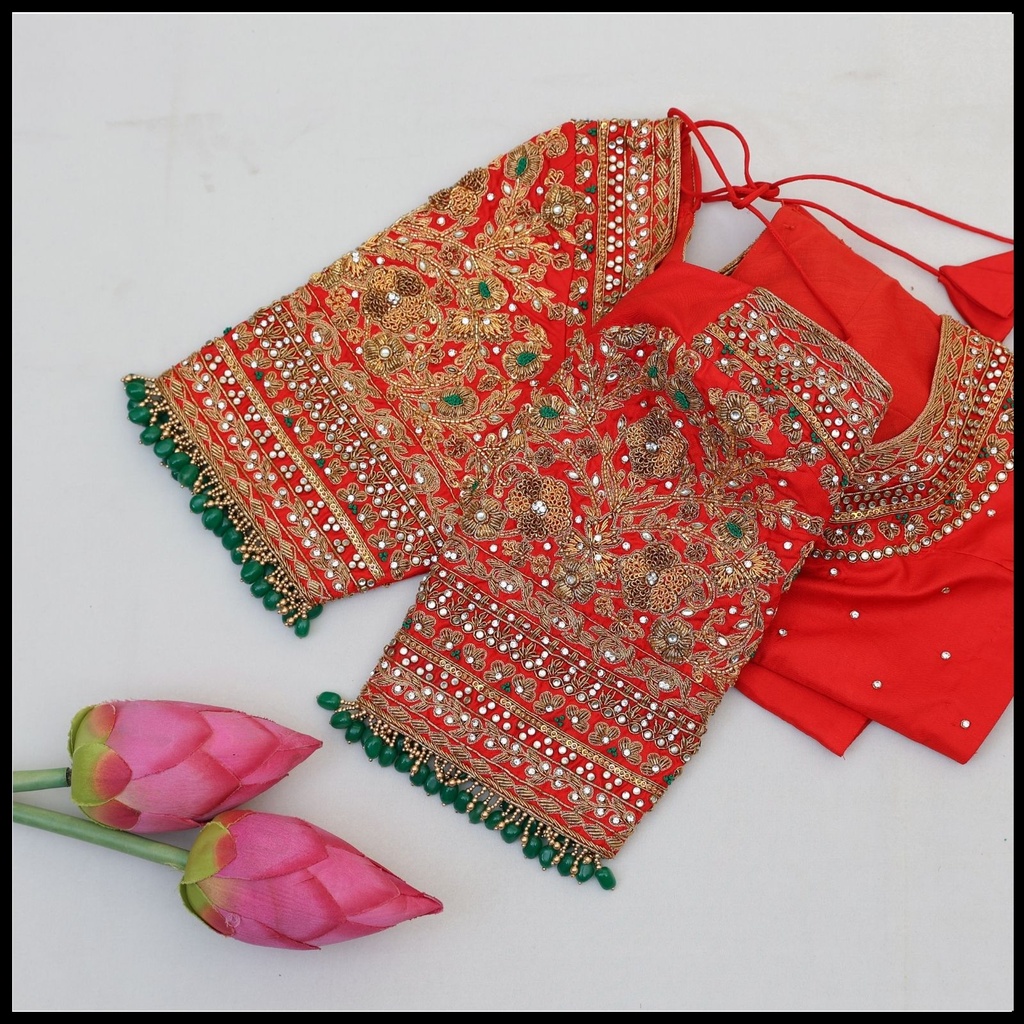 Red Floral Design Stitching