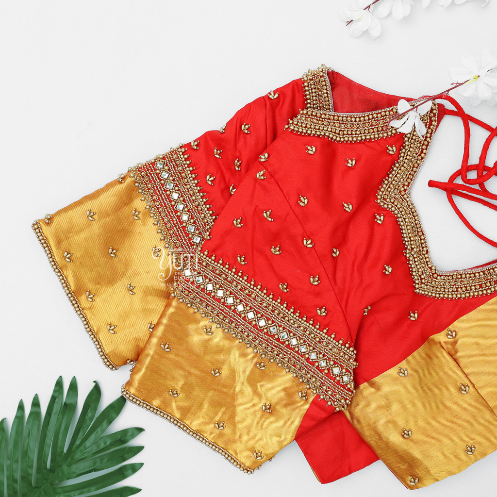 Red kundan design Stitching