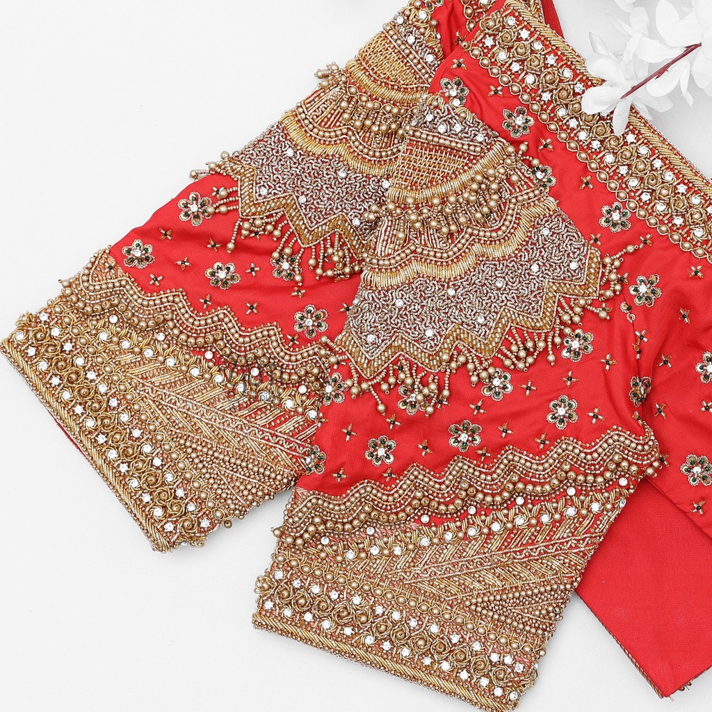 Red navratinaa designer blouse Stitching