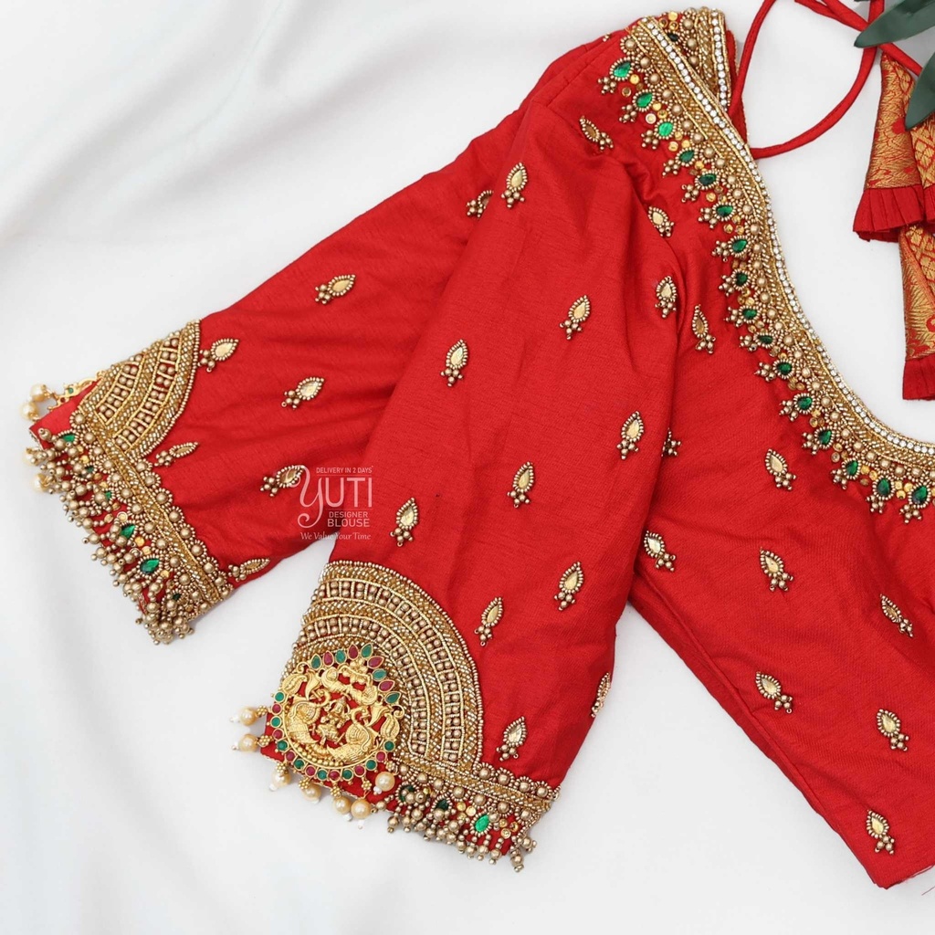 Red pendant bridal design Stitching