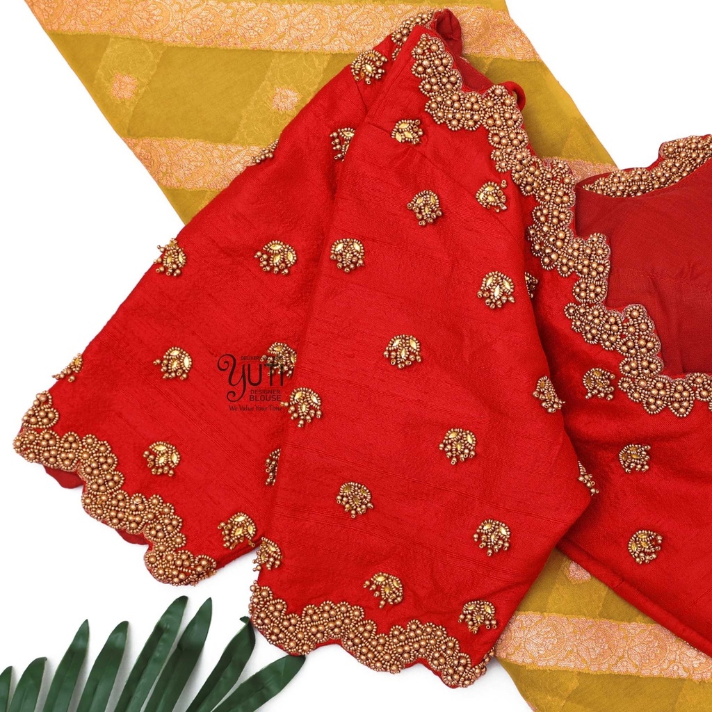 Red simple bridal blouse Stitching