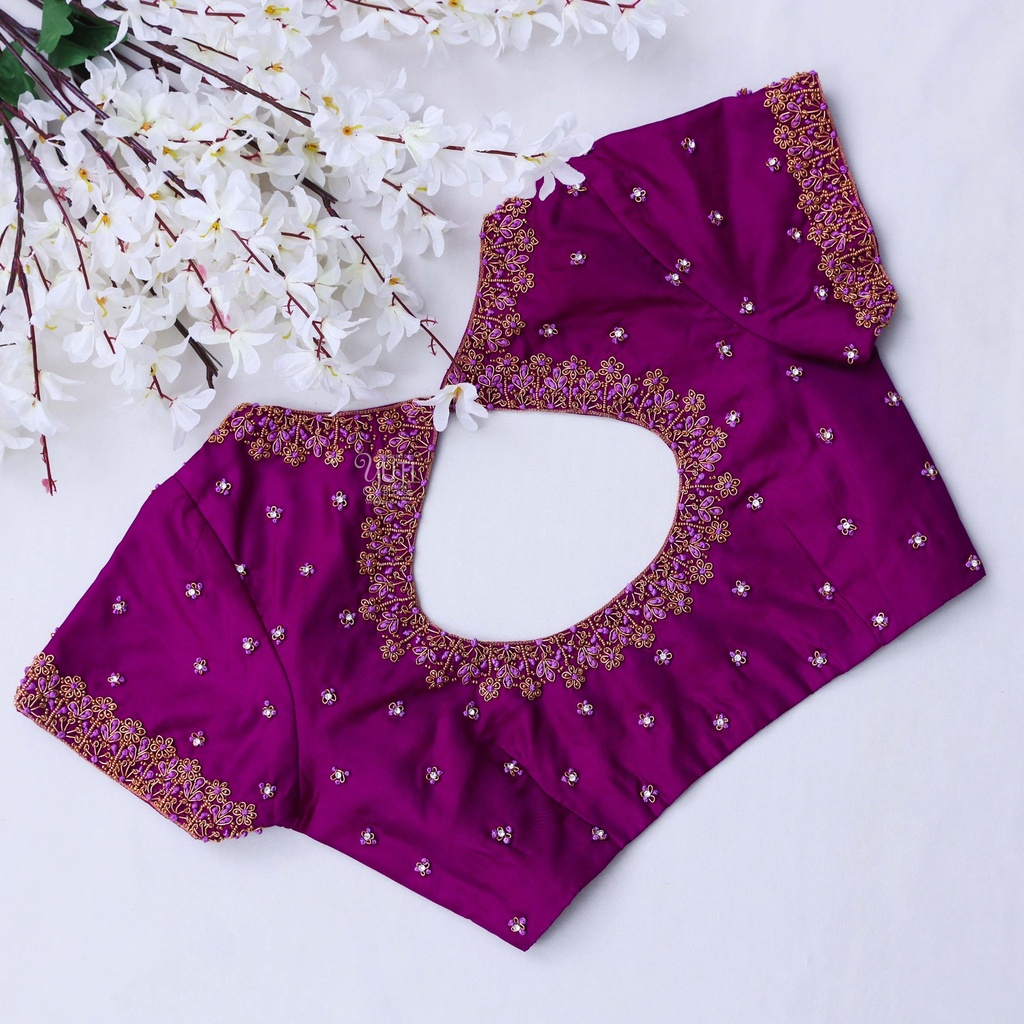 Rich Purple Bridal Blouse Stitching