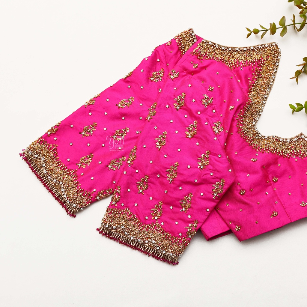 Rose Red Embroidery blouse Stitching