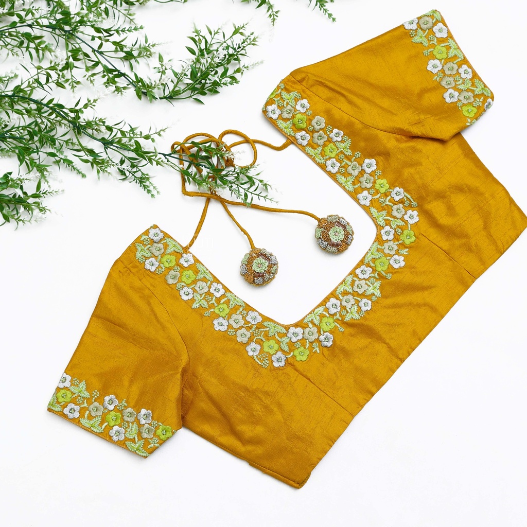 The epitome of elegance with our Bee Yellow Bridal Blouse Stitching