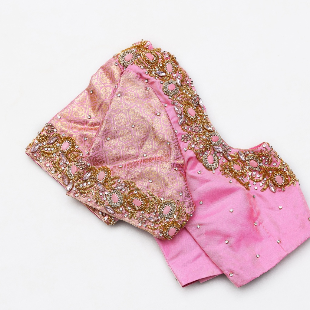 Ultimate Elegance, the Pink Embroidery Bridal Blouse Stitching