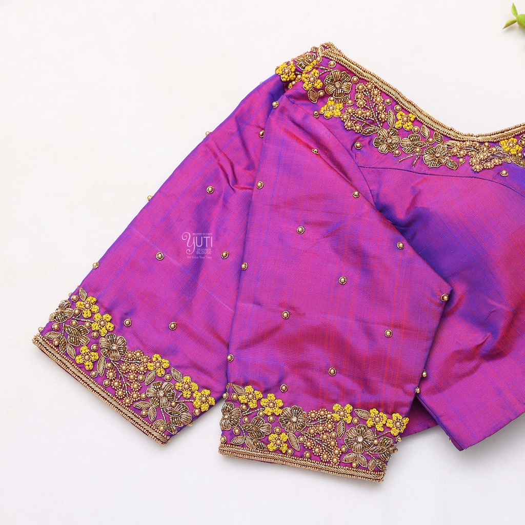 Violent Violet Embroidery bridal blouse Stitching