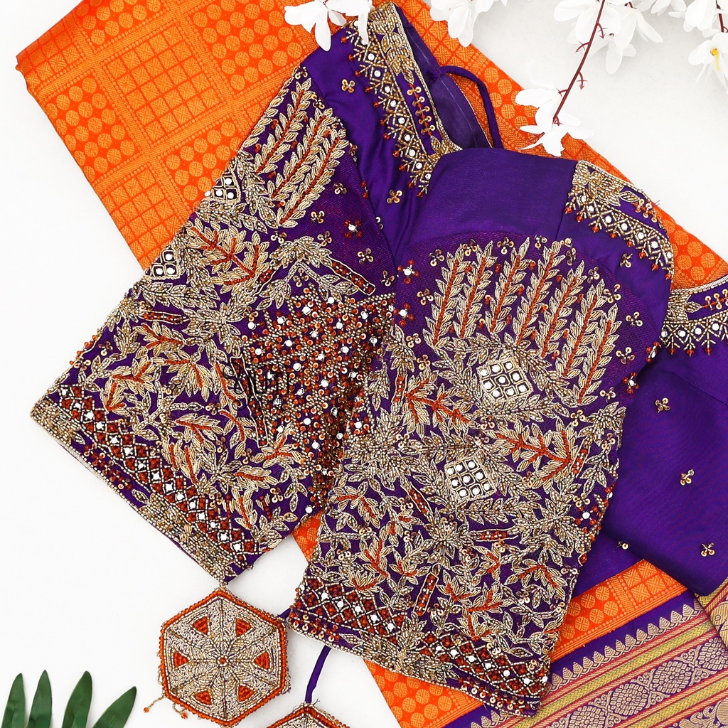 Voilet creeper designer blouse Stitching