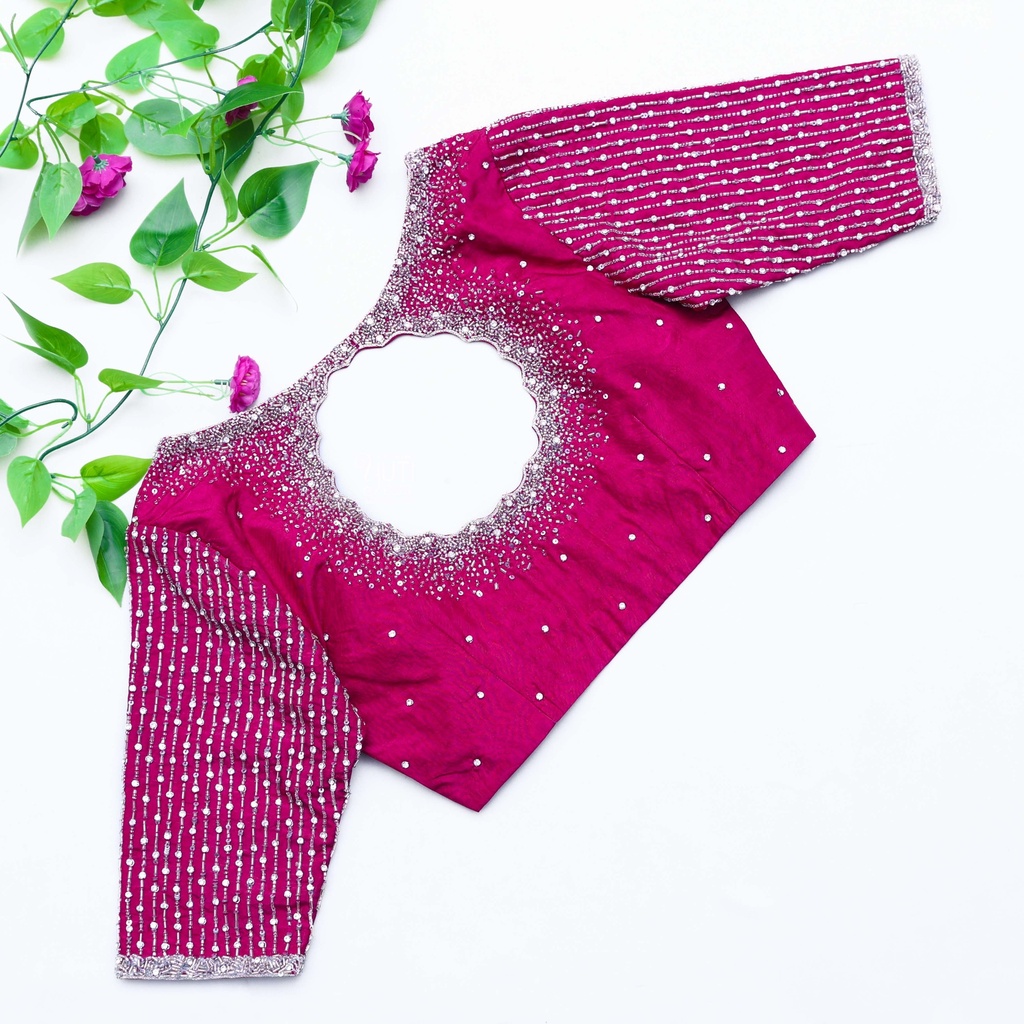 Walking down the aisle in this stunning violet bridal blouse Stitching