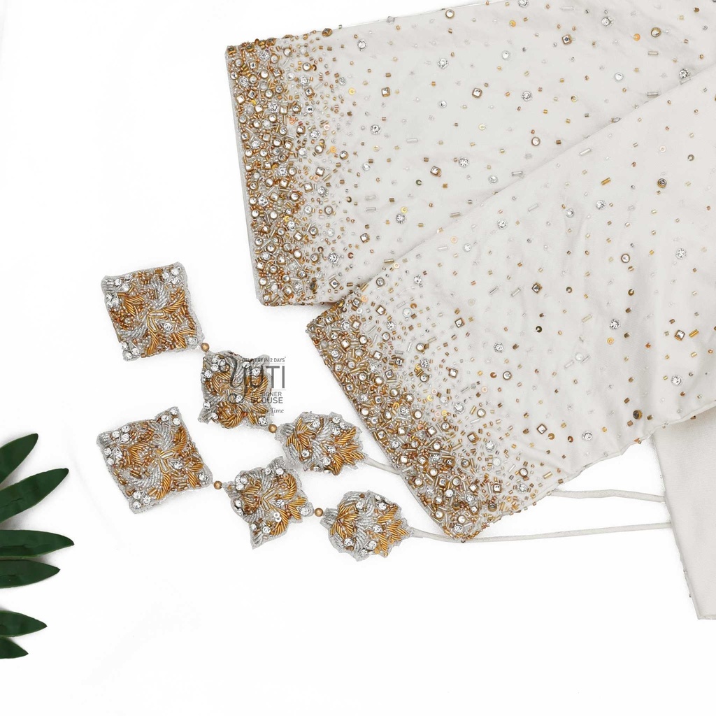 White stardust bridal blouse Stitching