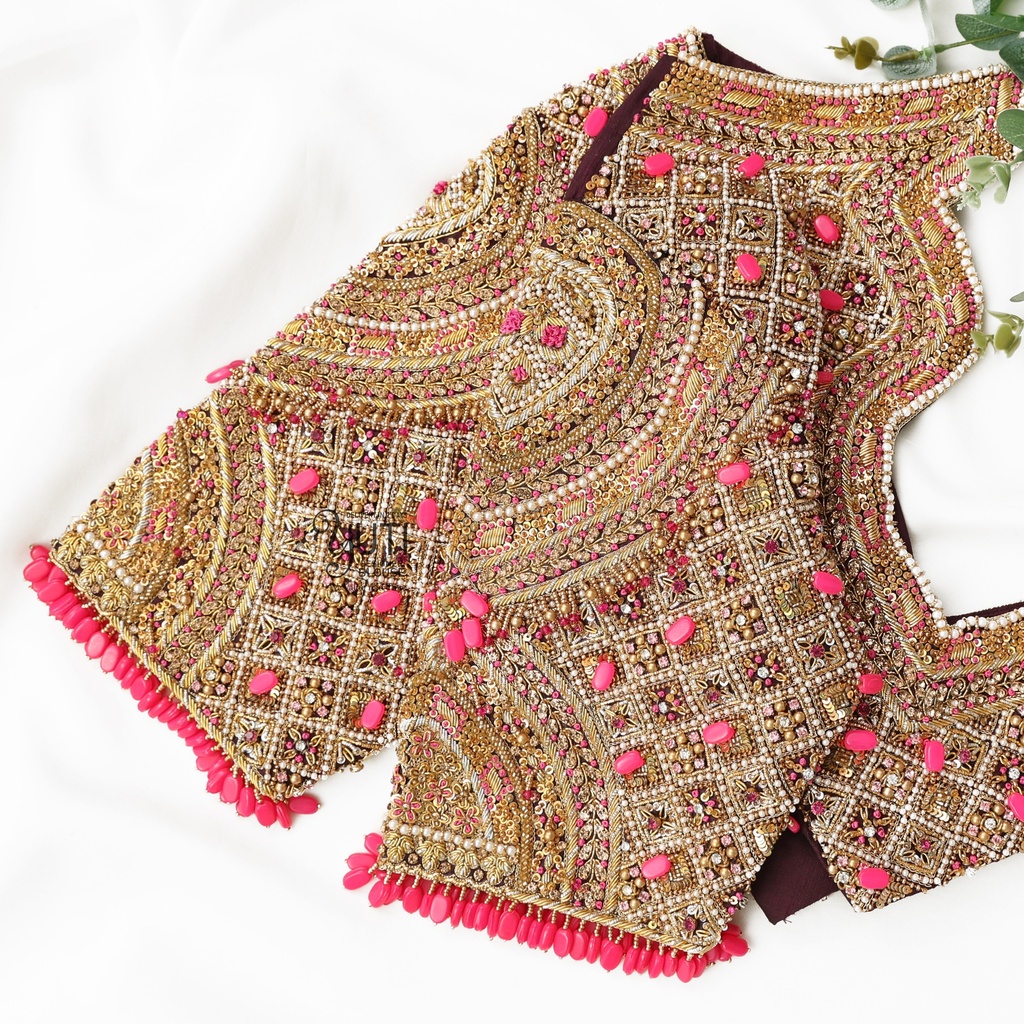 Wine Gem hanging bridal blouse Stitching