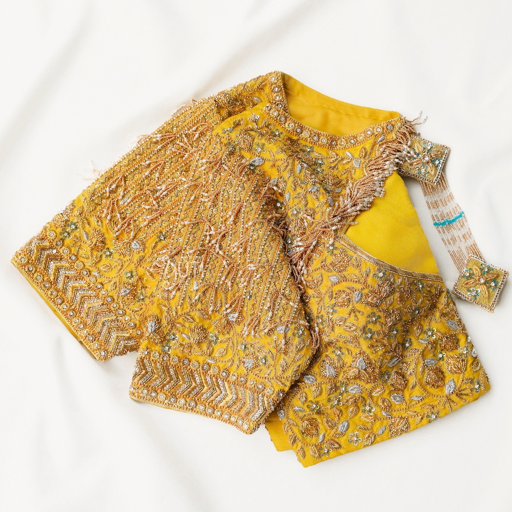 Yellow hanging bridal blouse Stitching