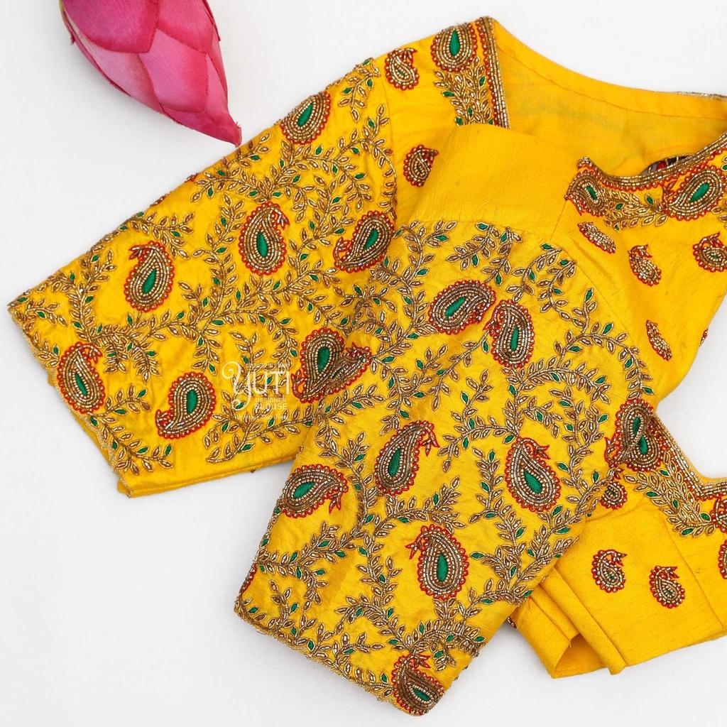 Yellow mango bridal blouse Stitching