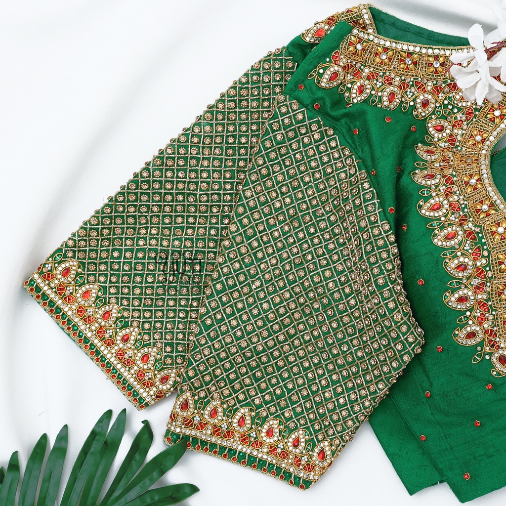 green kemp and checked work design Stitching