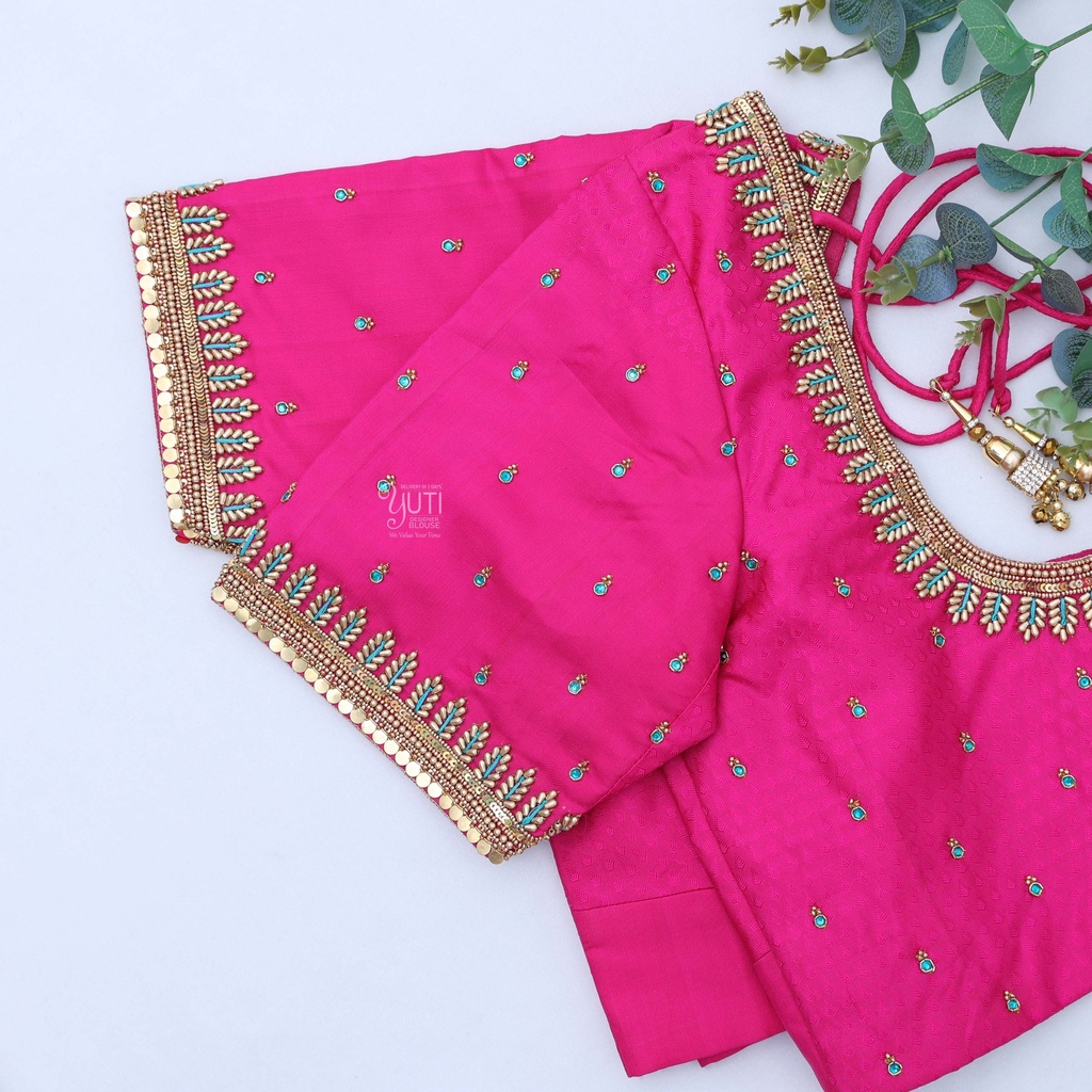 pink Lemonade bridal blouse. Stitching