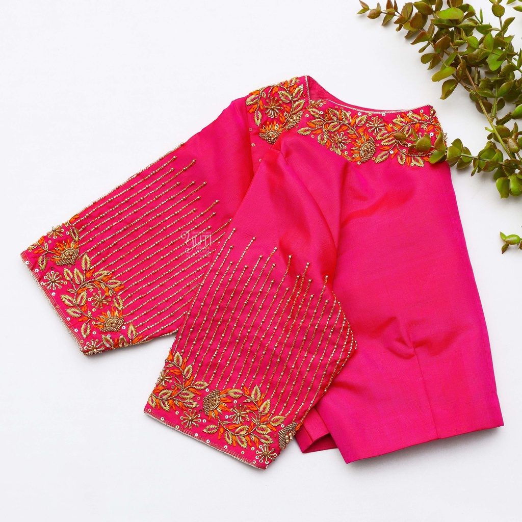stunning raspberry embroidery blouse Stitching