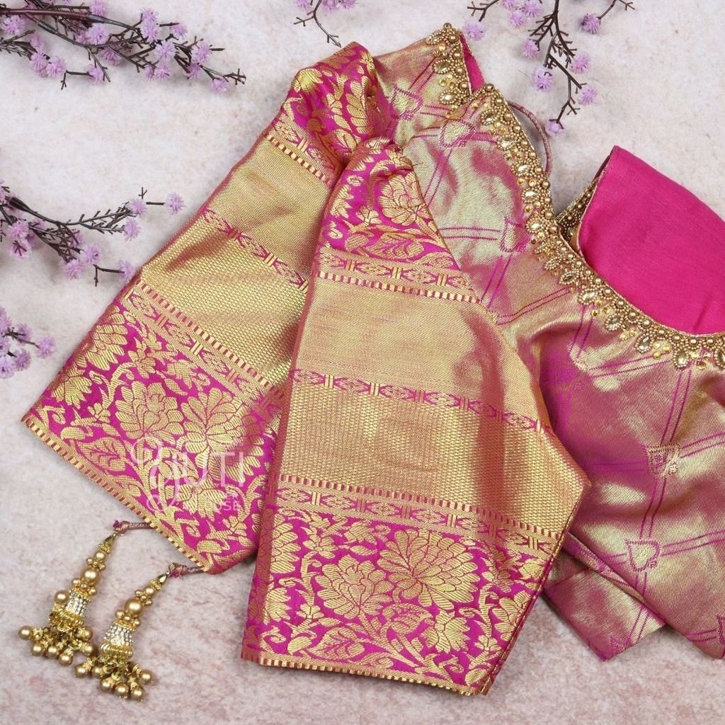 Pink kundan design Stitching