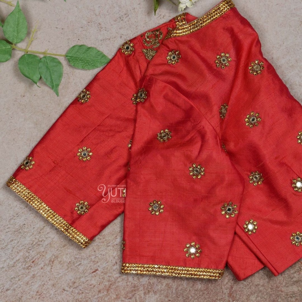 Red floral design Stitching