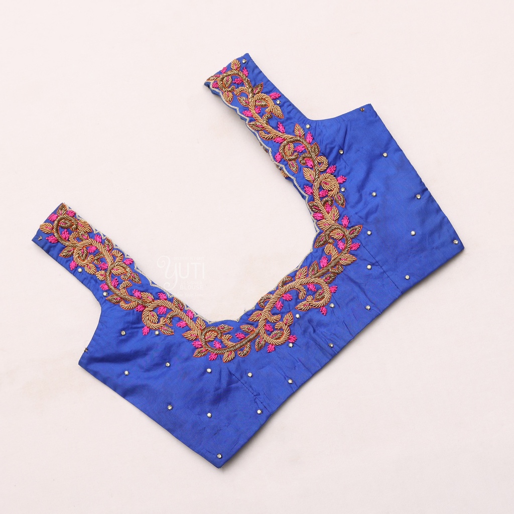 Navy blue aari work blouse | SIZE 34(adjustable up to 26- 32)