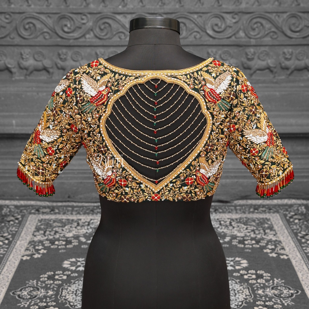 Heavy Embroidery Bridal Blouse with the fusion of patterns