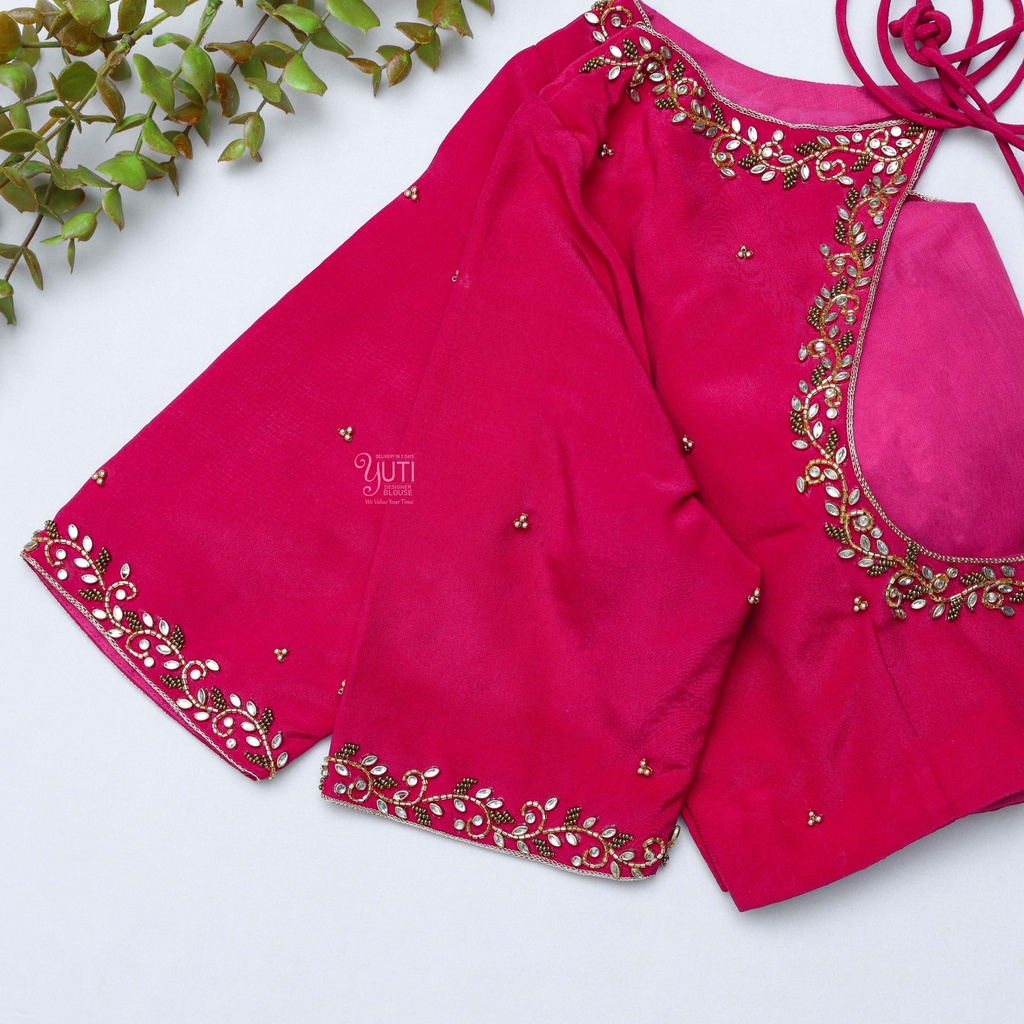 stunning  pink embroidery blouse