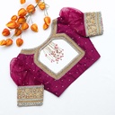 Exquisite Dark Raspberry Aari Bridal Blouse: