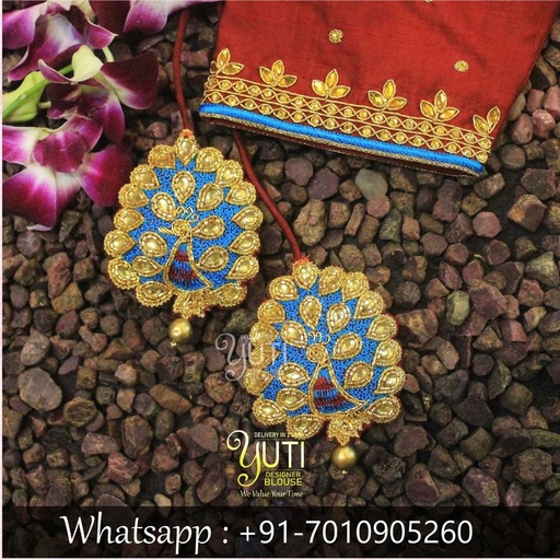 Blue peacock tassel  Stitching