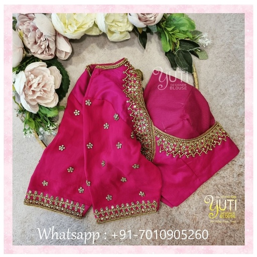 Pink kundan  design Stitching