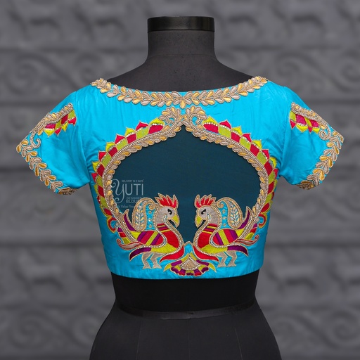 Skyblue Aari Work Blouse Designs | SIZE 32 (adjustable up to 28- 34) Stitching
