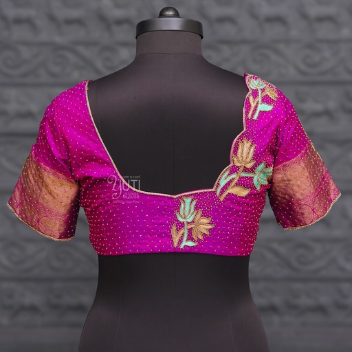 Pink Pattern Aari Work Bridal Blouse Design | SIZE 40 (adjustable up to 36 - 42) Stitching