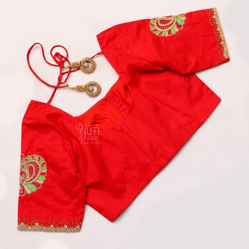 Orange Embroidered Blouse Stitching