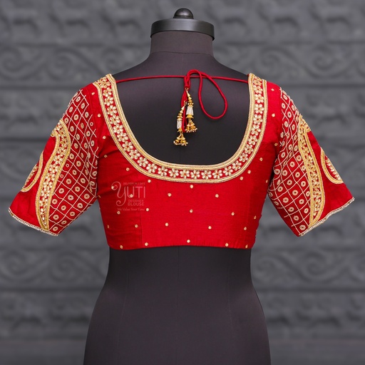 Aari Work Blouse Designs in Orangish Red | SIZE 40 (adjustable up to 36 - 42) Stitching